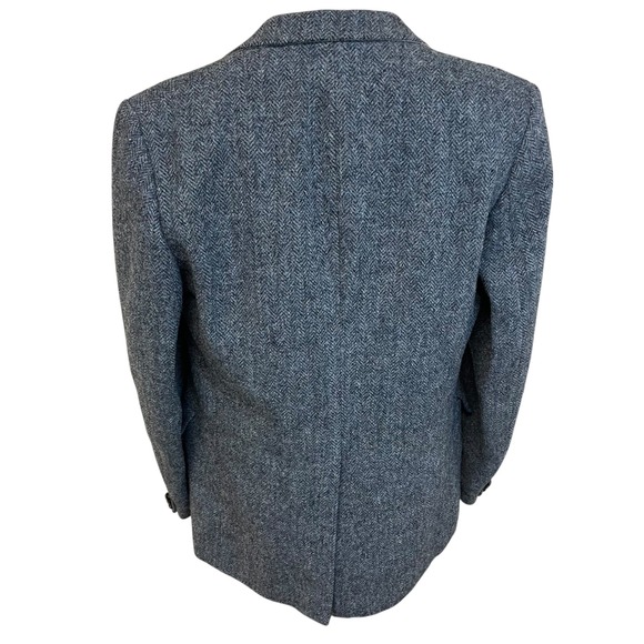 Vintage HARRIS TWEED Herringbone Wool Blazer Jacket Coat Sz 42 L Academia Preppy - Picture 3 of 16